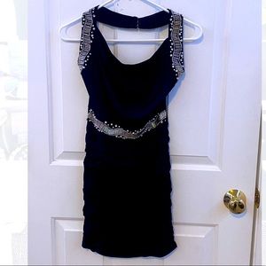 Black mini dress with rhinestones